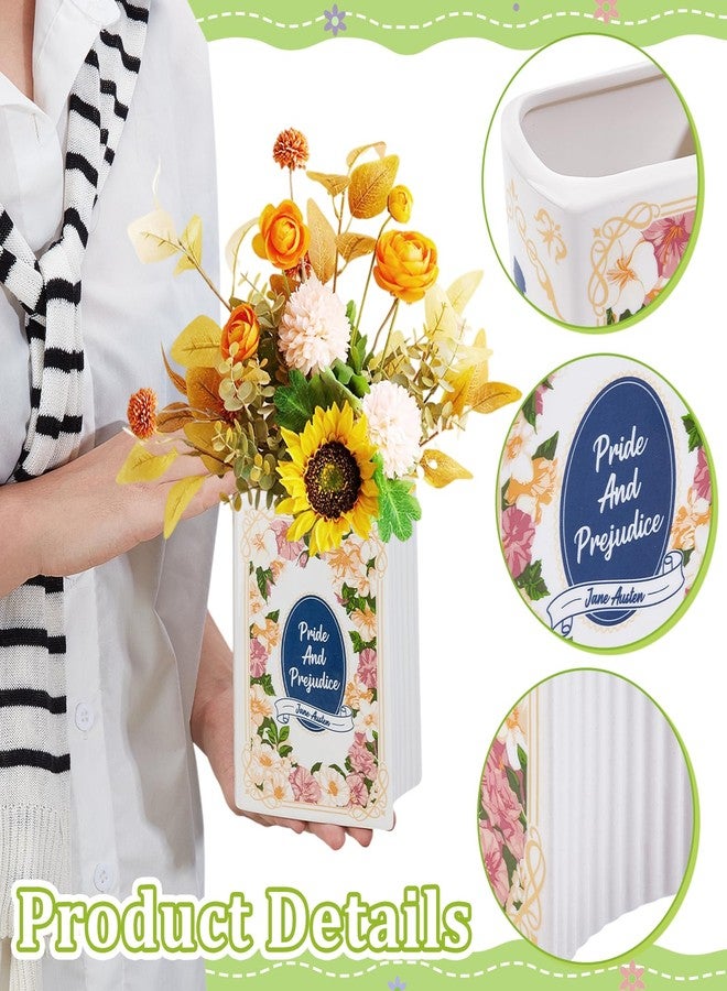 TWINKLEMON Book Vase for Flowers Large Ceramic Book Planter Pot Book-Shaped Decorative Vase Unique Vases Cute Bookshelf Decor Ceramic Vases for Home Decor Pride and Prejudice Gifts - Image 3
